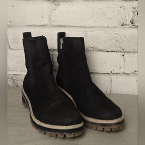 Women’s Black Chelsea Ankle Boots Memory Foam Lug Sole Fall Size 9